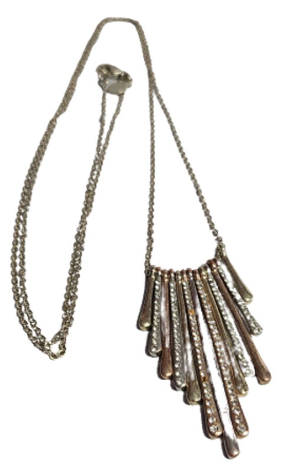 Vintage necklace, Loft, Silvertone chain, Rhinest… - image 3