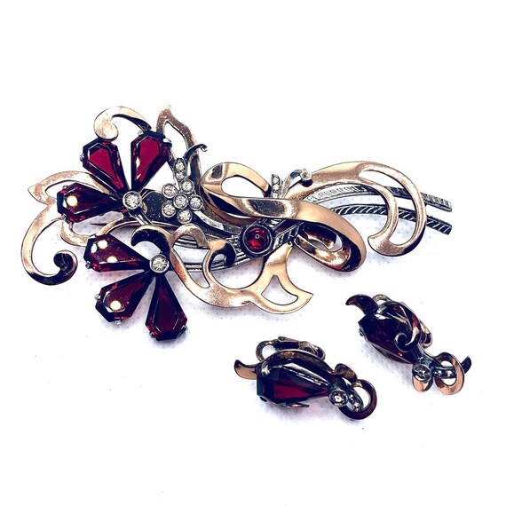 1940s Sterling Brooch, earring set.