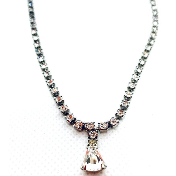 Coro fan cut rhinestone vintage necklace.