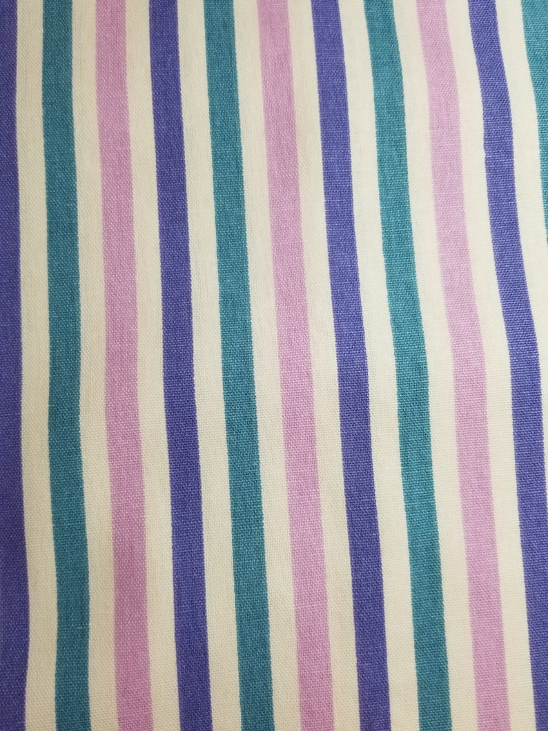 teal and white vertical stripe. Multi purpose decor fabric from Mill Creek in pink purple