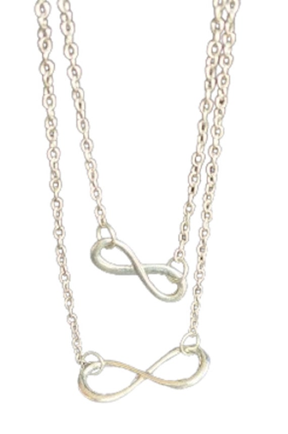 Vintage necklace, Silvertone chain, Double Infini… - image 2