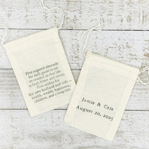 Personalized Jordan Almond Favor Bags for Wedding or Shower - Italian wedding gift bags with traditional poem - Sugared almond favor bags