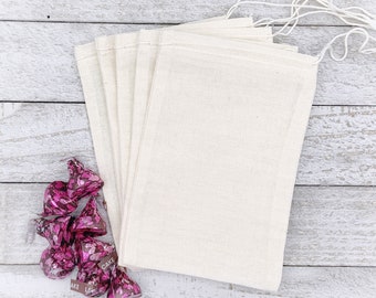 Cotton Bags for Party Favor, Gift Wrap, Product Packaging - 25 natural muslin drawstring bags, , 4 inch x 6 inch, cloth party favor bag