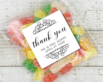 Personalized Thank You Labels - 20 favor stickers for Wedding, Shower, or Party - Bulk guest gift labels, envelope seal, thank you note seal