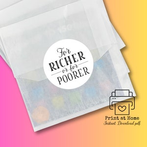 NAKLEJKI DO DRUKU Naklejki na kupony lotto For Richer or For Poorer - Etykiety na zdrapki lotto, wydrukowane w domu, plik PDF