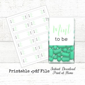 PRINTABLE STICKERS Mint to Be, Tic Tac mint labels. Mint favor labels, wedding favors, bridal shower, wedding shower. Mint green.