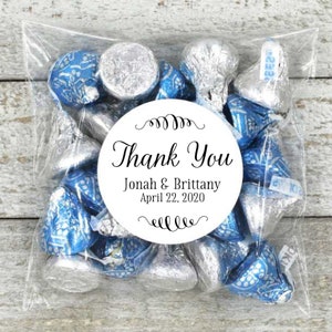 Personalized Thank You Labels 20 stickers for wedding, shower, or party Matte white, Kraft brown, or Chalkboard Black Favor stickers image 1