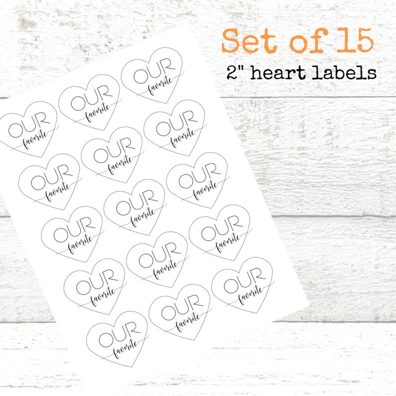 Our Favorite Wedding Favor Bags 15 heart shaped stickers, add on clear favor bags Perfect for hotel welcome bags, add to His and Hers image 3