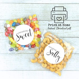 PRINTABLE STICKERS - Sweet and Salty labels or tags - Wedding favor labels, DIY Print at Home file - Stickers for hotel welcome bags