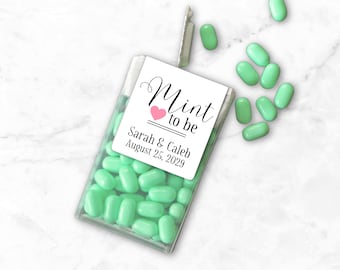 Mint to Be Wedding Favor Stickers - 12 personalized favor labels, Personalized Tic Tac box stickers with custom heart color