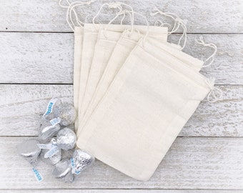 Cloth favor bags - 25 natural cotton, double drawstring bags for wedding or party favors  - Muslin bags, DIY favor bags, product packaging