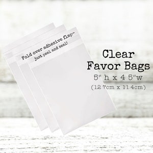 Clear party favor bags 20 Food safe bags for candy, cookies, or donuts Self sealing treat bags for wedding, birthday, or holiday image 1