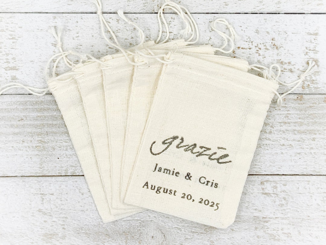 Italian Wedding Favor Bags Personalized Cloth Favor Bags With Grazie