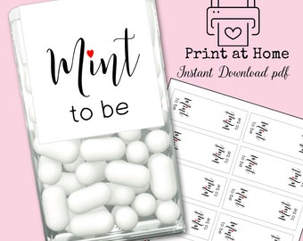 Tic Tac Mint Labels, PRINTBARE STICKERS - Mint to Be, mint bedanklabels, trouwbedankjes, vrijgezellenfeest, huwelijksdouche, digitale download