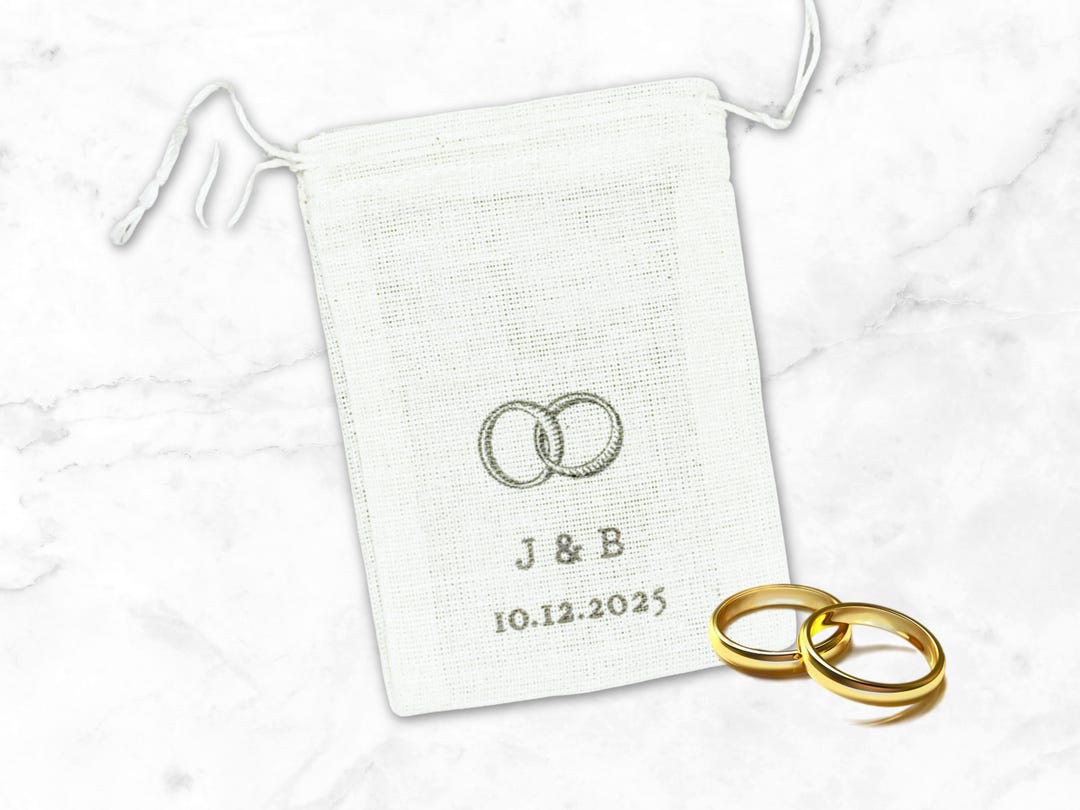 Personalized Wedding Ring Bag – Hand Stamped Cotton Pouch, Ring Bearer or  Ring Warming, Ceremony Decor, Bride and Groom Keepsake - Etsy, image size:1080x810