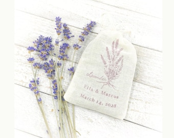 Personalized Lavender Sachet Bags for Wedding, Shower or Party - Rustic lavender gift bags, DIY lavender sachets - Bulk favors for guests