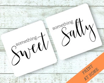 PRINTABLE STICKERS Sweet and Salty stickers or tags - Wedding favor labels, DIY Print at Home file - Square stickers for hotel welcome bags