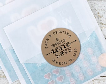 Recuerdos de boda, embalaje para billetes de lotería: 20 pegatinas y bolsas personalizadas para recuerdos de lotería raspadita - Whole Lotto Love, regalo para invitados