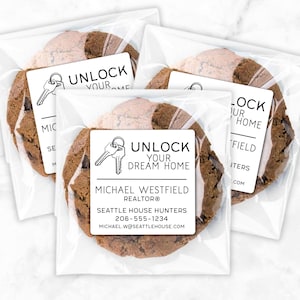 Personalized Real Estate Marketing Labels – Custom Realtor Stickers for Open House Gifts – Unlock Your Dream Home Client Favors