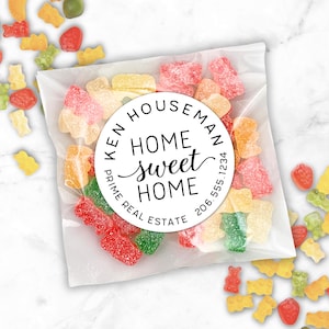 Realtor Open House Labels - 20 Personalized stickers for cookies, candy, Home Sweet Home - Real estate marketing ideas, custom client gift