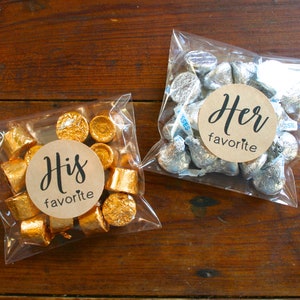 His and Her Favorite Wedding Favor Bags 10 his and 10 her, add to hotel welcome bag, Matte white, Kraft brown, gift for guests image 10