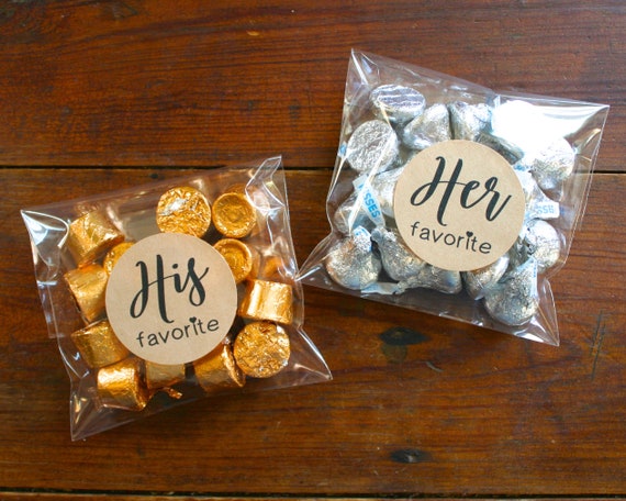 His and Her Favorite Favor Bags, Fill your own Wedding Favors, Wedding