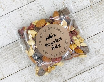 Perfect Mix Favor Labels and Bags for Wedding, Shower, or Party - 20 stickers plus optional bags - trail mix, mixed nuts, gift for guests