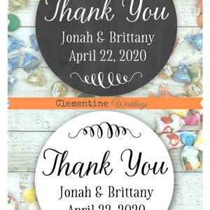 Personalized Thank You Labels 20 stickers for wedding, shower, or party Matte white, Kraft brown, or Chalkboard Black Favor stickers image 8