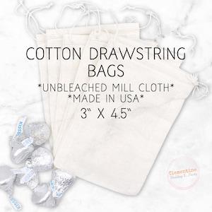 Cotton Favor Bags - 25 natural cotton, double drawstring bags for wedding or party favors - Muslin bags, DIY favor bags, product packaging afbeelding 1