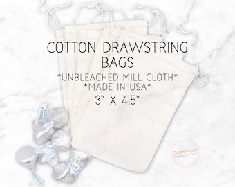 Cotton Favor Bags - 25 natural cotton, double drawstring bags for wedding or party favors  - Muslin bags, DIY favor bags, product packaging