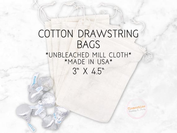 Cotton Favor Bags - 25 natural cotton, double drawstring bags for wedding or party favors  - Muslin bags, DIY favor bags, product packaging