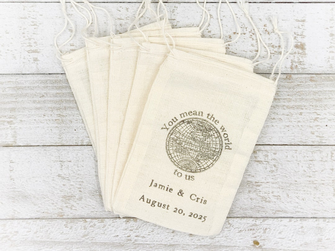 Favor Bags for Wedding, Shower, Party Personalized Cotton Gift Bags