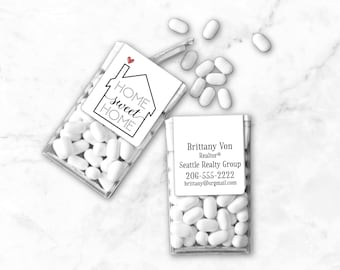Personalized Realtor Tic Tac Labels - Home Sweet Home, Marketing Gift (Set of 12)