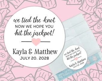 Personalized Wedding Favor - Hit the Jackpot, Unique Lottery Gift for Guests - Set of 20 favor labels, optional bags - Lotto Favors