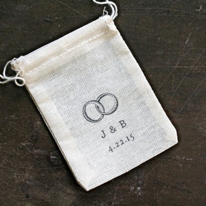 Personalized Wedding Ring Bag Cotton ring bag for ceremony, elopement, proposal Wedding ring pillow, ring bearer, ring warming image 6