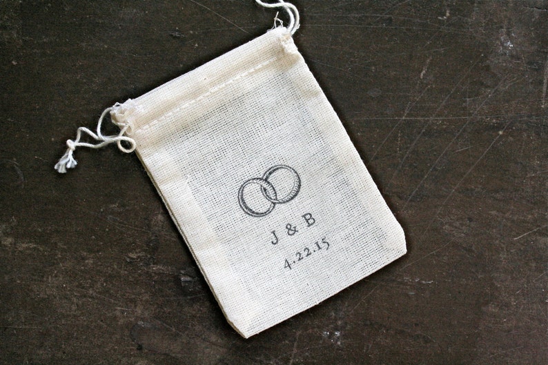 Personalized Wedding Ring Bag Cotton ring bag for ceremony, elopement, proposal Wedding ring pillow, ring bearer, ring warming image 6