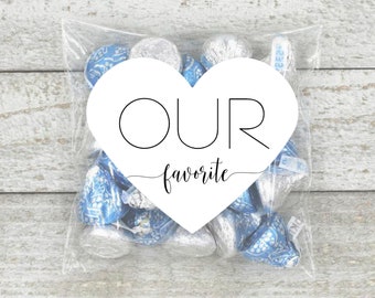 Our Favorite Wedding Favor Bags - 15 heart shaped stickers, add on clear favor bags - Perfect for hotel welcome bags, add to His and Hers