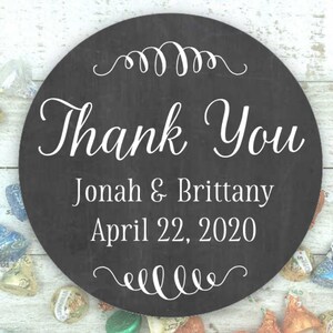 Personalized Thank You Labels 20 stickers for wedding, shower, or party Matte white, Kraft brown, or Chalkboard Black Favor stickers image 3