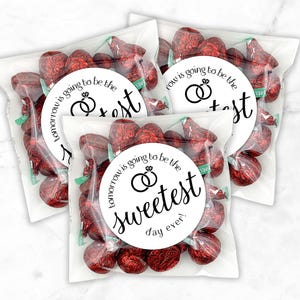 Rehearsal Dinner Favor Stickers - 20 labels with optional favor bags - Tomorrow Sweetest Day - candy, cookie, gift bags for guests