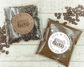 Personalized Favor Labels for Wedding, Shower, or Party - Set of 20 Coffee Stickers - The Perfect Blend, custom bulk gift for guests