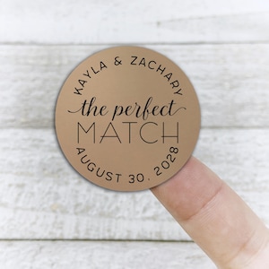 Personalized Stickers for Wedding, Shower, Engagement - The Perfect Match - 30 labels for matchbooks, boxes, candle favors, cigar bar