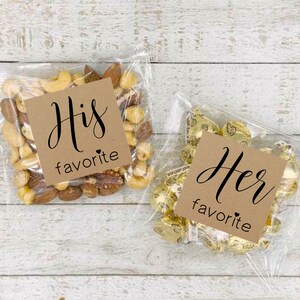 His and Her Favorite wedding favors, 10 His & 10 Hers, stickers for hotel welcome bags, shower gifts, bulk wedding favors, gift for guests image 4