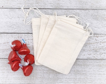 Cotton Drawstring Bags - 2.5 x 4 inches, unprinted natural muslin cloth drawstring gift bags, DIY wedding or party favor bag, gift wrap