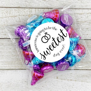 Rehearsal Dinner Favor Stickers 20 labels with optional favor bags Tomorrow Sweetest Day candy, cookie, gift bags image 1