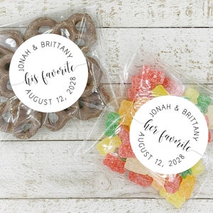 Personalized Wedding Favor Bags- 10 His Favorite and 10 Her Favorite, add to hotel welcome bag, gift for guests, shower or party favor