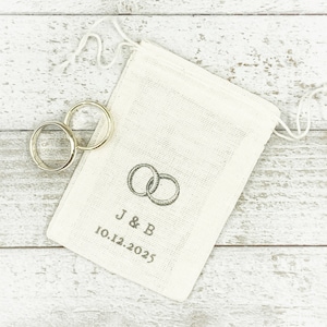 Personalized Wedding Ring Bag - Cotton ring bag for ceremony, elopement, proposal - Wedding ring pillow, ring bearer, ring warming