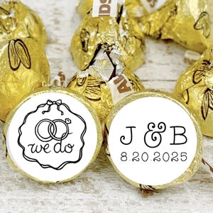 Wedding candy labels, set of 108, personalized stickers, Matte white Hershey Kiss stickers, shower or party favor stickers