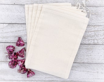 Cotton Drawstring Bags - 20 cloth bags, 5x7 - Natural muslin bags for wedding favor, party favor, product packaging, rustic gift wrap