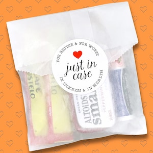 Wedding Recovery Kits - 20 Stickers with favor bags, Just in Case, hangover kit, bachelorette, bachelor party, hotel welcome bags