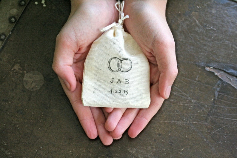 Personalized Wedding Ring Bag Cotton ring bag for ceremony, elopement, proposal Wedding ring pillow, ring bearer, ring warming image 3